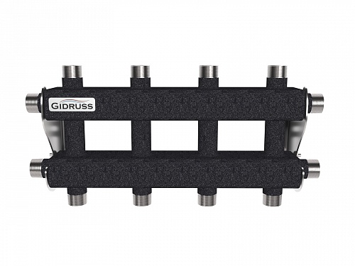 Коллектор распределительный MK-5(2+2+1)-40 5 выходов 40кВт, Ду25, с кронштейнами В теплоизоляции