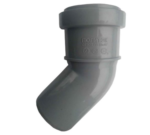 Отвод канализационный внутренний 50 мм/45° Политэк